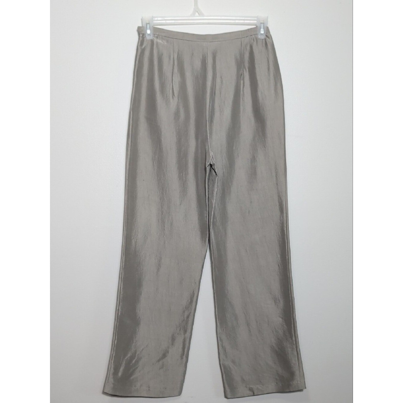 Vintage 90s Eileen Fisher Wide Leg Silk Pants Taupe NWT Small Old Money Luxury