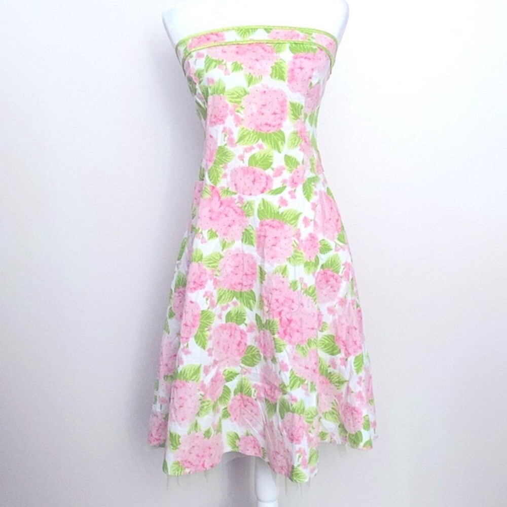 Ruby Rox vintage 90’s pink and green floral strapless dress