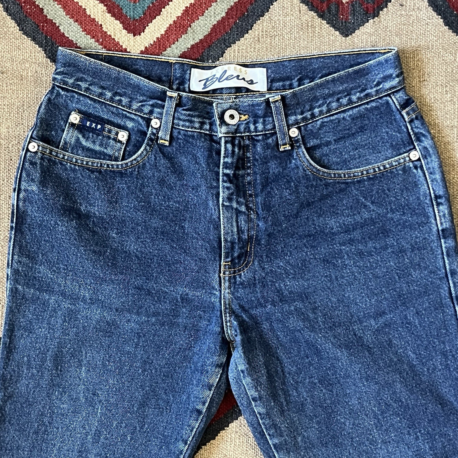 Vintage 90s Express Boot Cut Flare Bell Jeans Women’s 9/10 R USA Made Blue Denim
