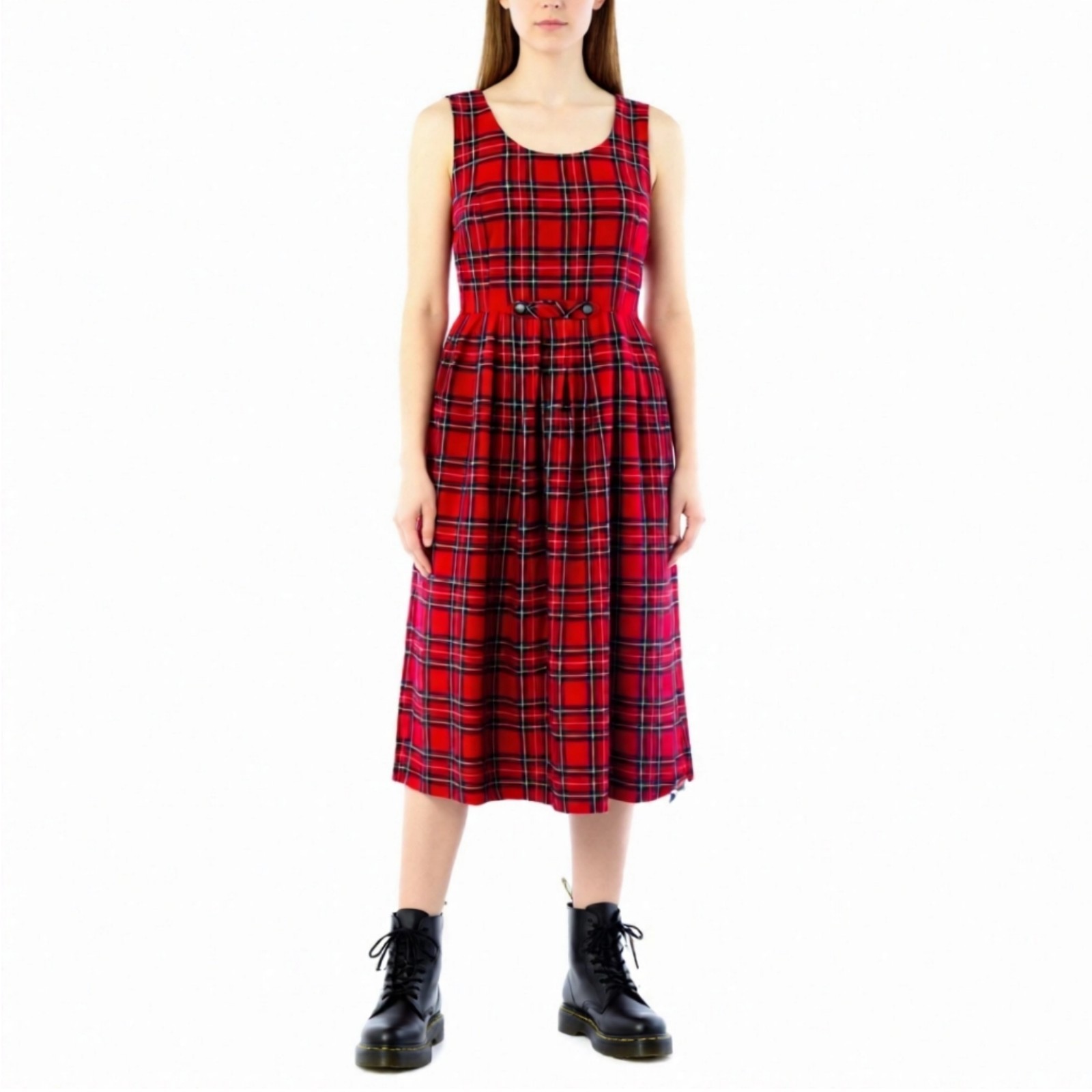 Vintage 90s Plaid Maxi Dress Size Small Red Grunge Whimsigoth Dark Academia Y2K