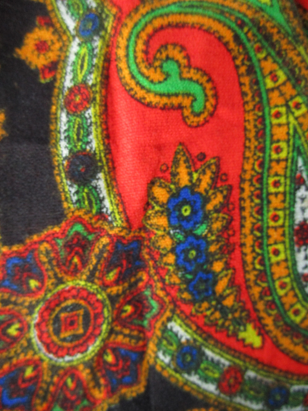 Vtg 70s Hippie Hostess Gown Psychedelic Lounge Paisley Print 2 Tone Maxi Dress