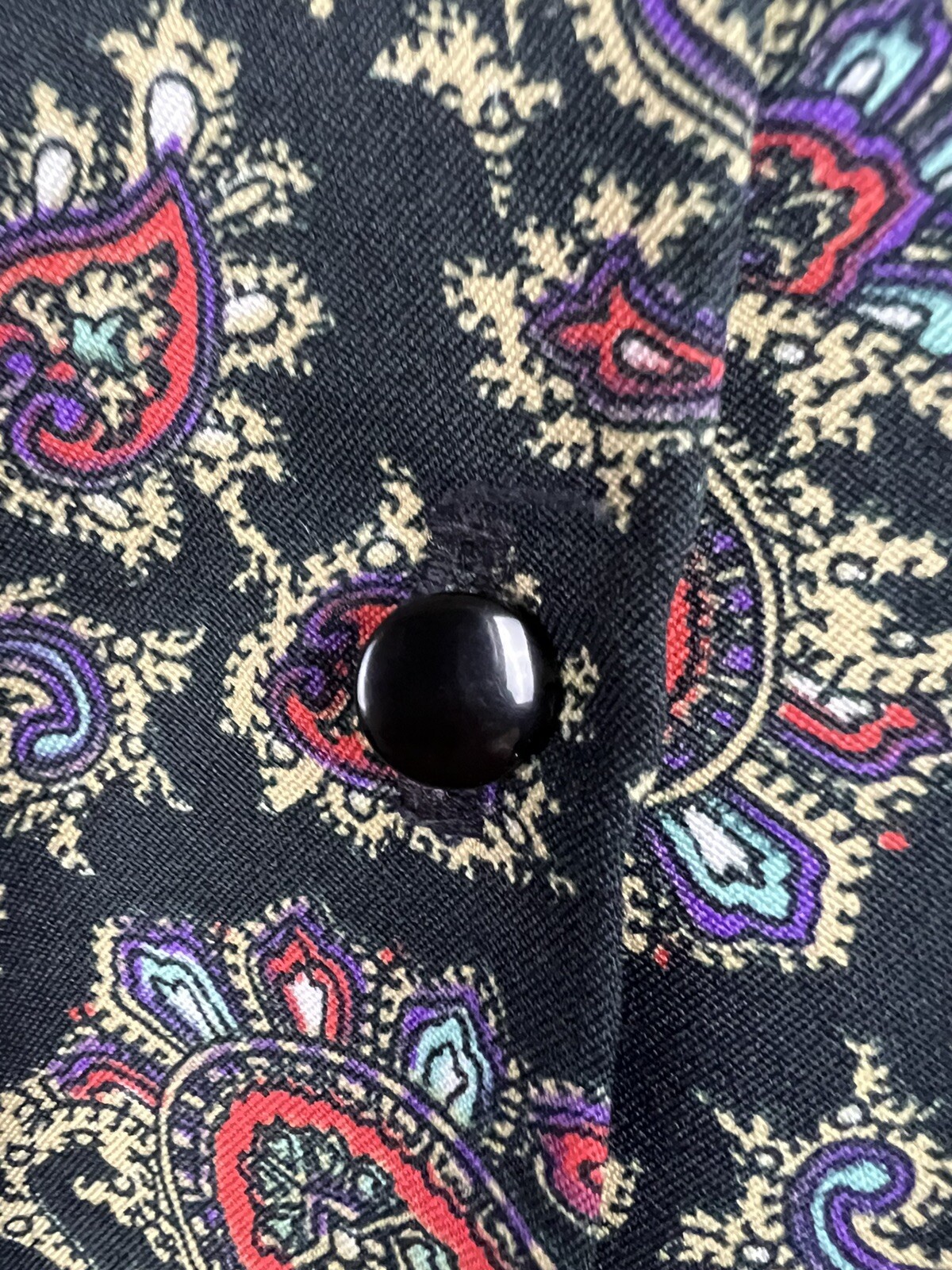 VTG 1970’s Rhoda Lee Polyester Neck Tie Blouse 12 Paisley Ruffles Dark Academia