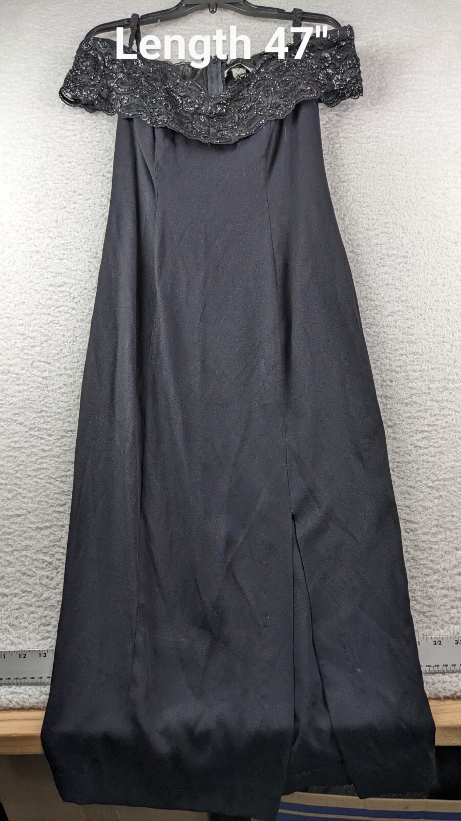 VTG HW Collections Dress Size 6 Black Evening Dress Sequin Bead Lace MADE USA