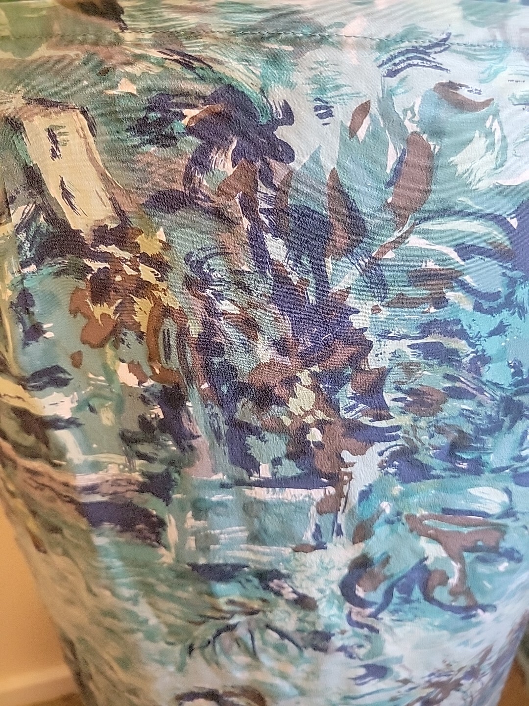 Vintage 90s 100% Silk Wrap Skirt Large Tropical Blues Natalie & Me