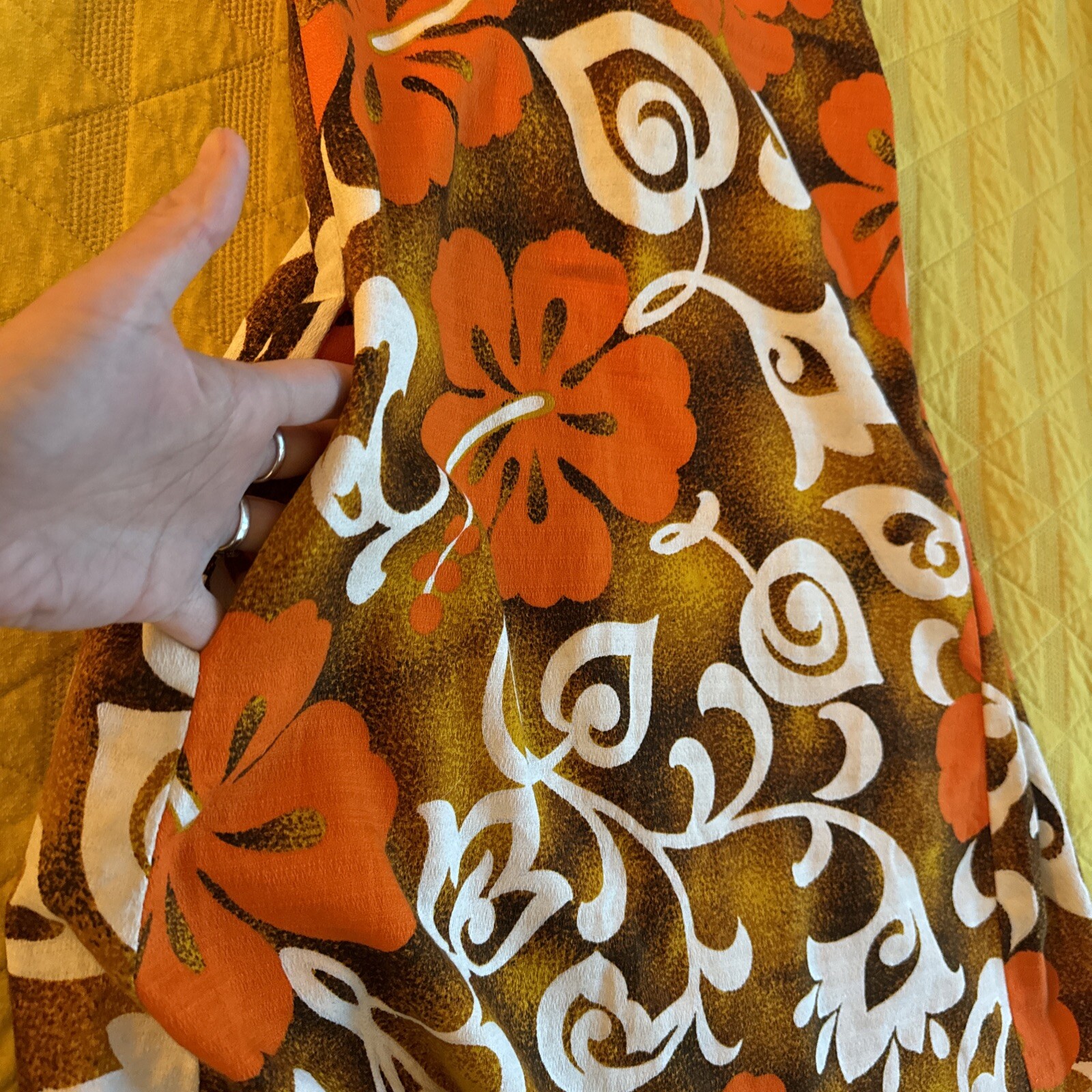 ❤️ Vintage 50s 60s 70s Orange Hawaii Barkcloth Tiki Oasis VLV Mini Dress XXS XS