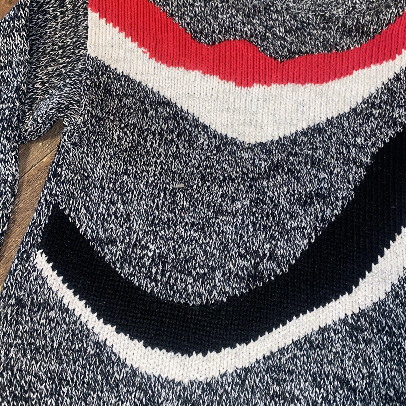 Vtg 80s Bramble Lane Womens Gray Red Bow Crew Neck Sweater L Holiday Christmas