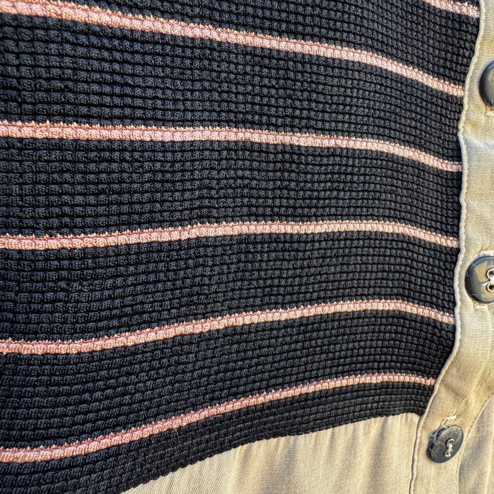 JSJ Petites Vintage 90s Mixed Media Pant Set Tan Striped Minimalist Officecore S