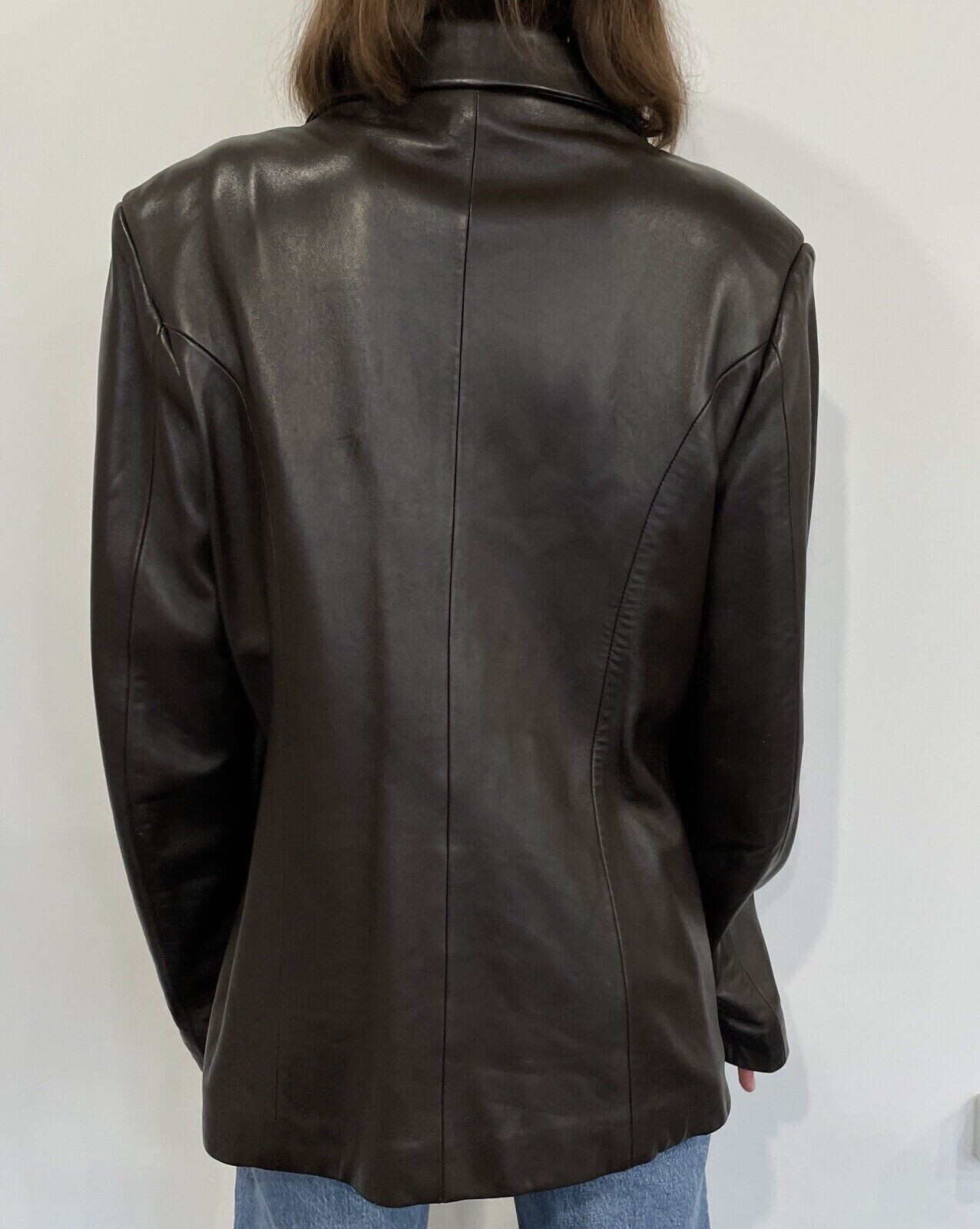 Vintage Versace Classic V2 Leather Brown Blazer Jacket Size 2XL