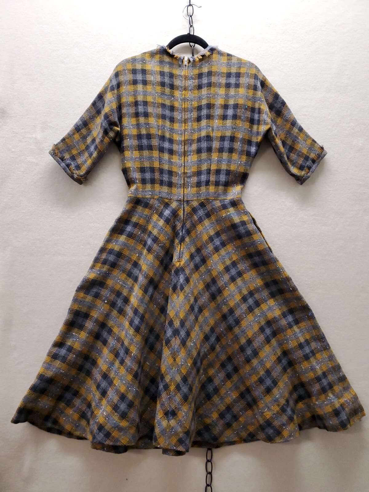 Vintage John Wanamaker Swing Dress, Early 60s, Wool Boucle. Small.