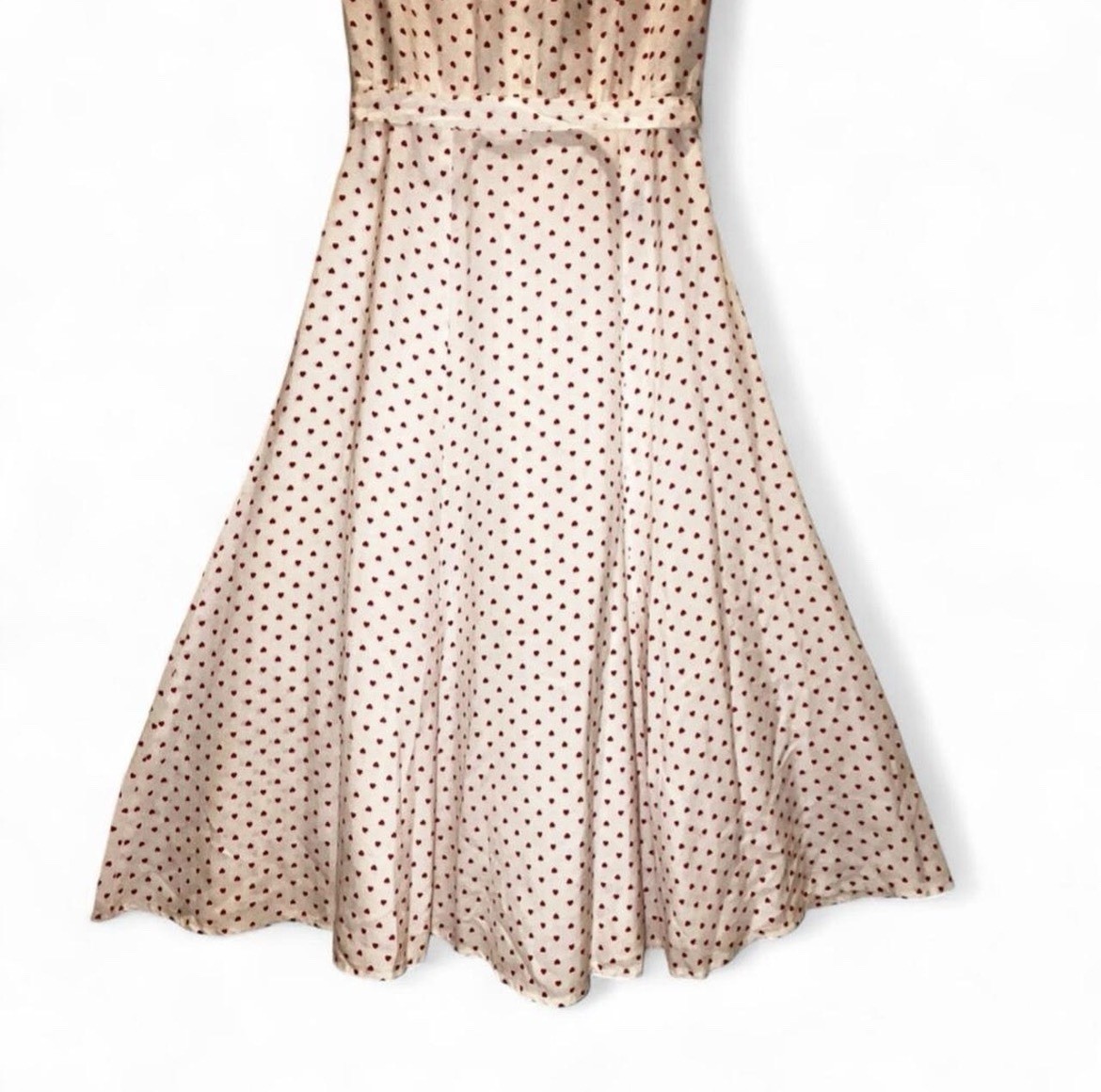 Foxy Lady SF Vintage 50s-Inspired Heart Polkadot Dress W/ Sash 70s Era Sz 3/4