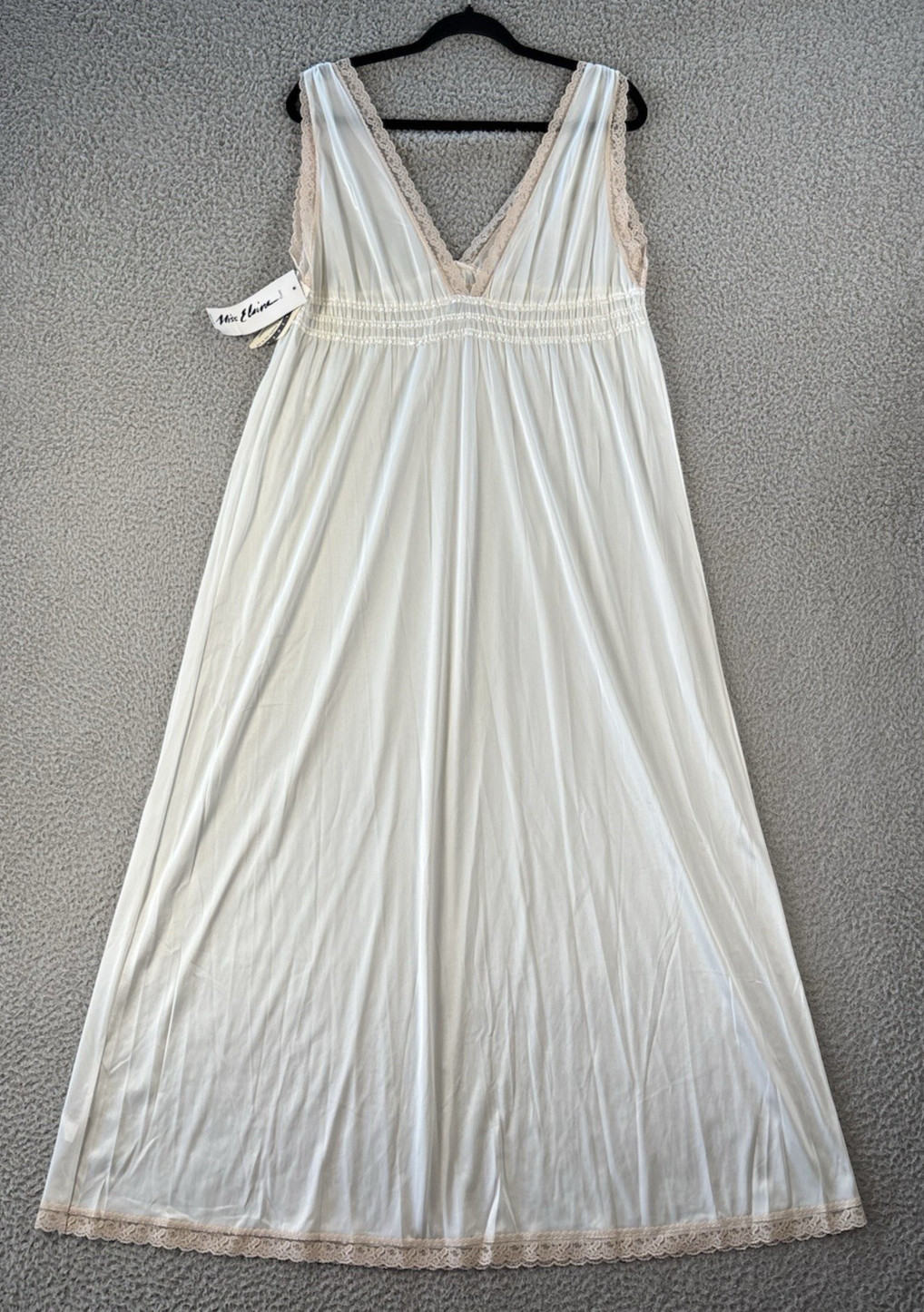 Vintage Miss Elaine Nightgown Womens Small Slip Dress Lace Trim Glam NEW