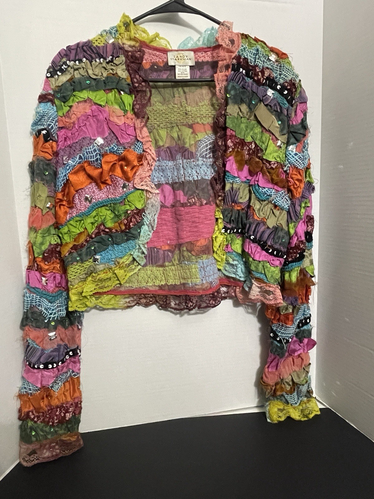 Vtg Sandy Starkman Wearable Art Colorful Beach Summer Women’s Blouse Size XS