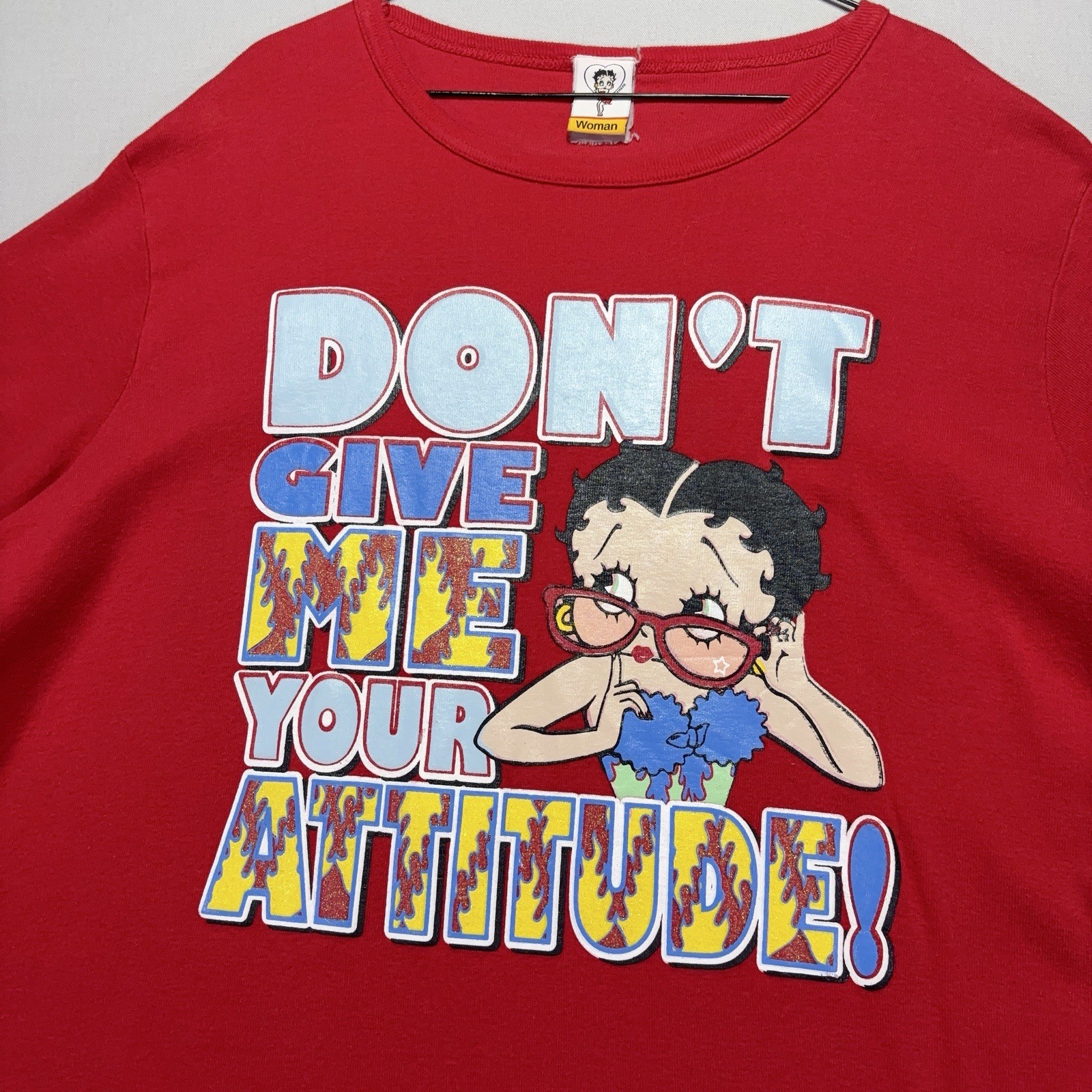 VTG Betty Boop Shirt – Don’t Give Me Attitude – Red – HUGE Graphic – Womens 2XL