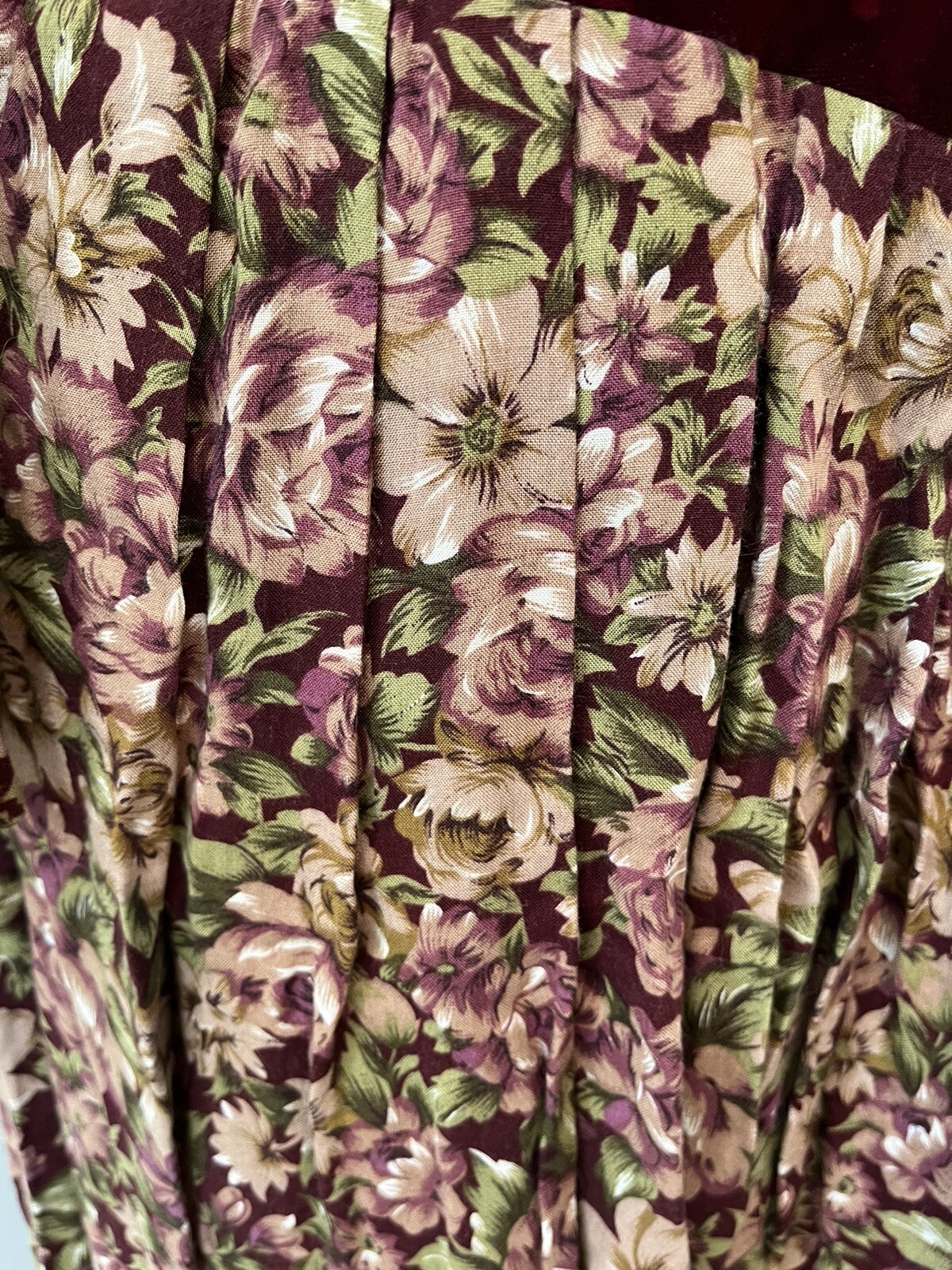 Vtg 80s Floral Dress Secretary Holiday Cinch Waist Miss Dorby Velvet Cottage 16