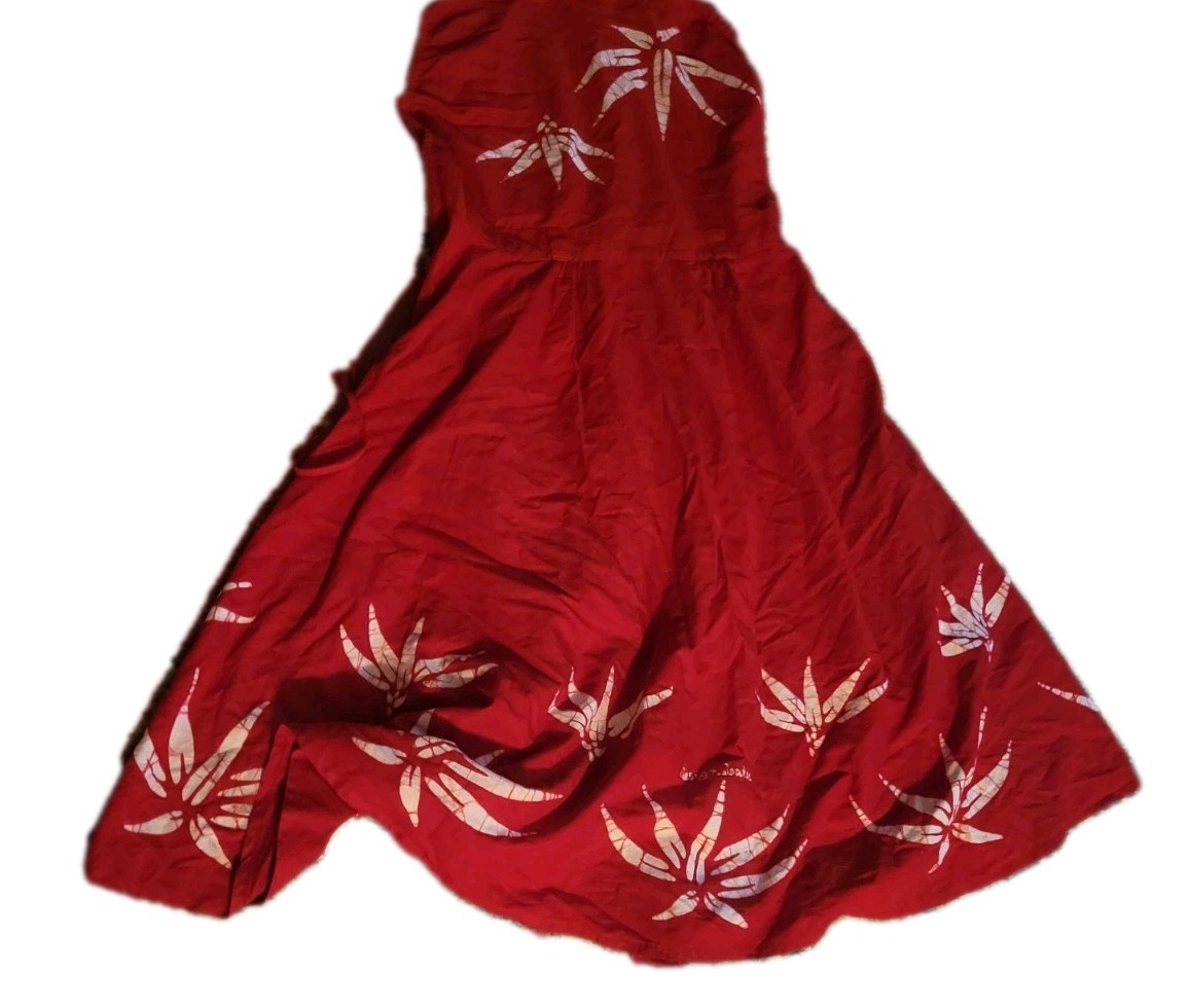 VTG NWT Red tropical summer dress Singapore Batik cruise vacation M womens chic