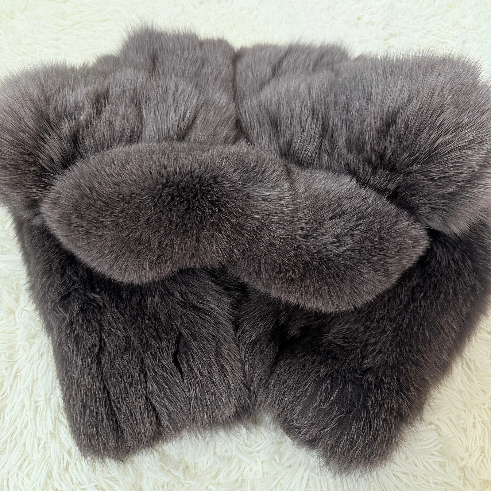 Ash purple Dyd Fox Coat Genuine Vintage Fur Japan
