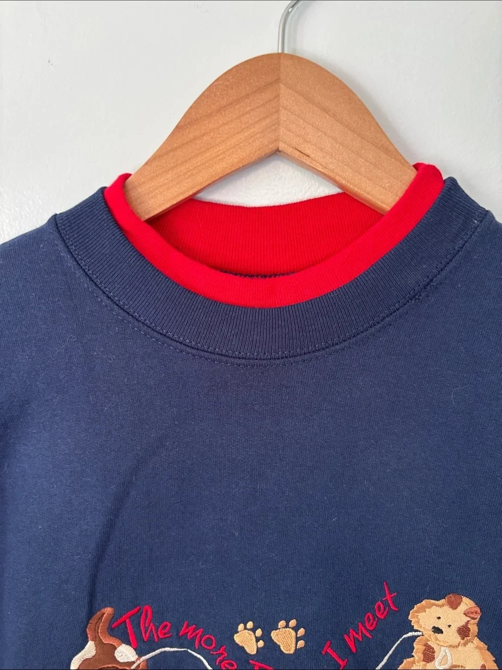 Vintage 90s MC Sportswear Sweatshirt Large Blue Embroidered Dog Grandmacore