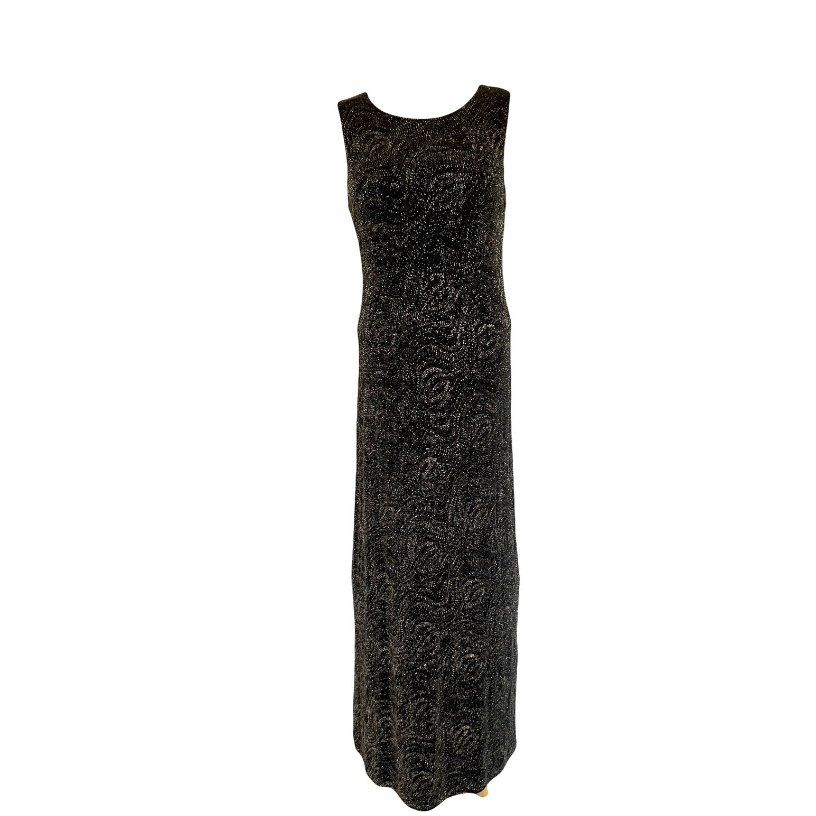 Vintage J.B.S. LTD. Women’s Black Stretch Glitter Whimsygoth Maxi Dress Sz 12