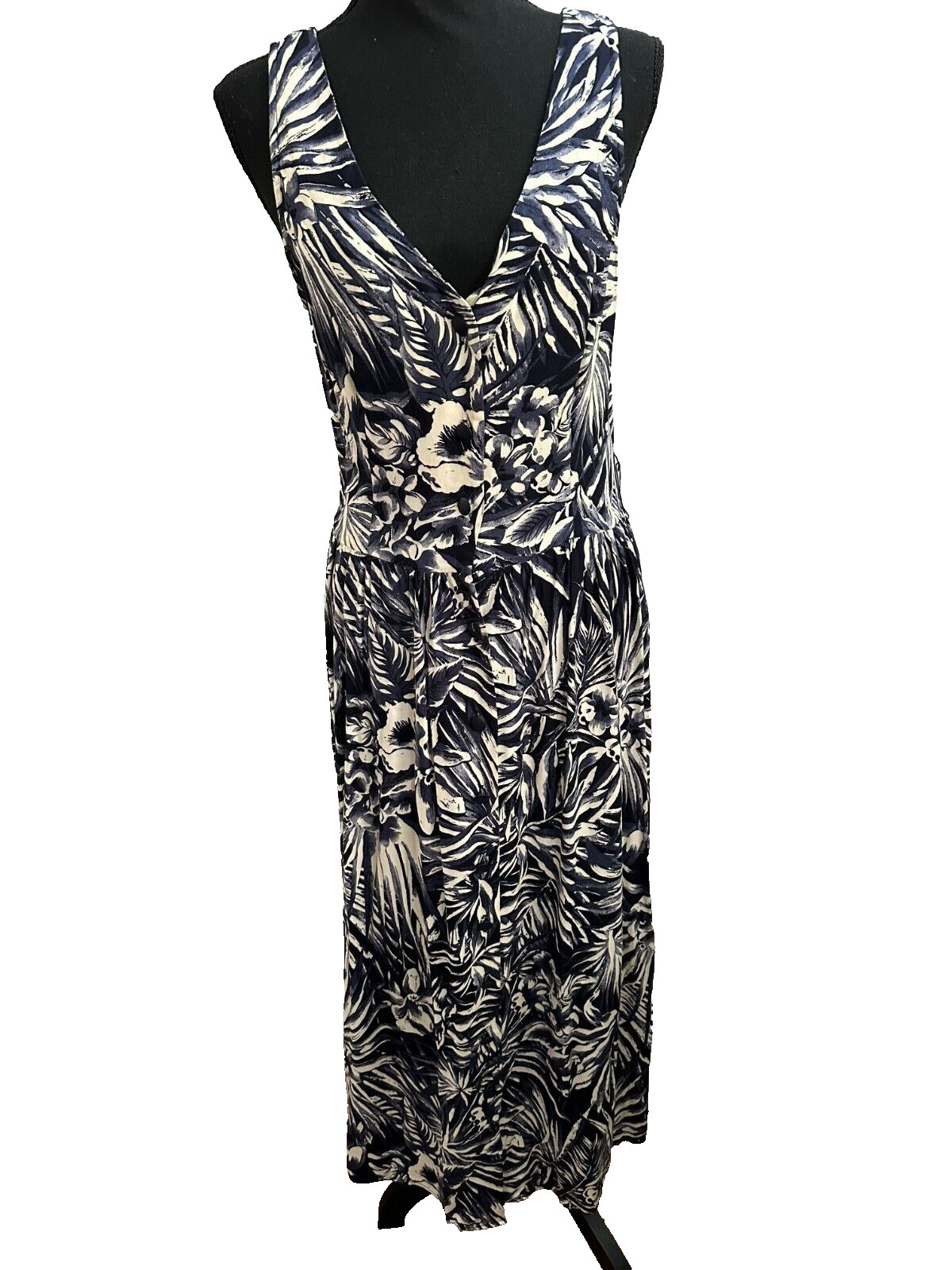 Forenza Vintage Midi Dress Blue & White Floral Size 10 ~ Preowned