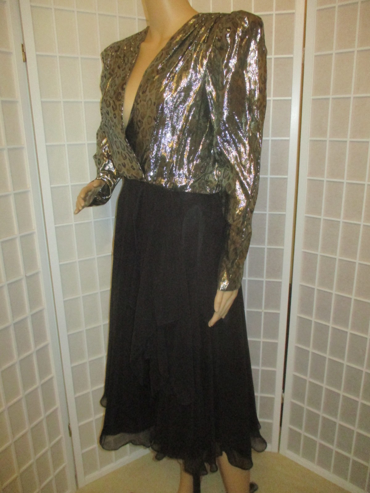 Cachet by Bari Protas vintage metallic/chiffon party dress