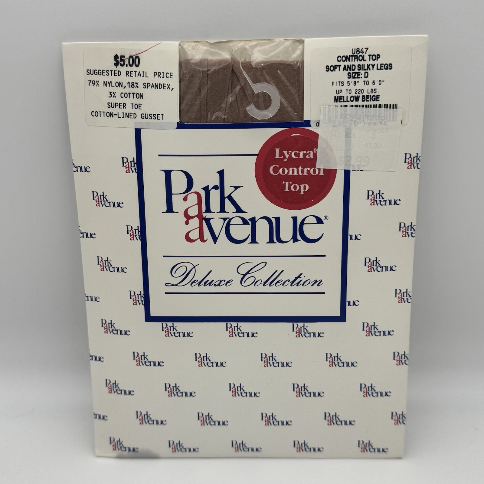 Vintage Park Avenue Deluxe Collection Control Top Pantyhose Black Size D Long