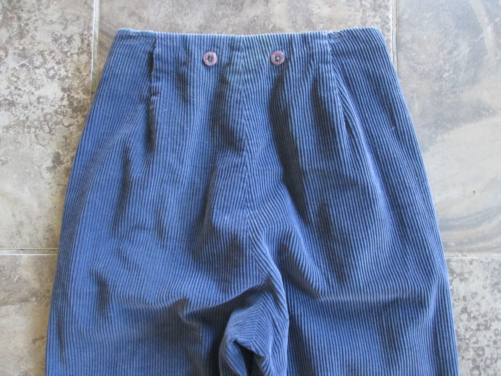 Vintage Robin Ross Corduroy Pants 22×31 Mom High Waist Blue Pleated Tapered