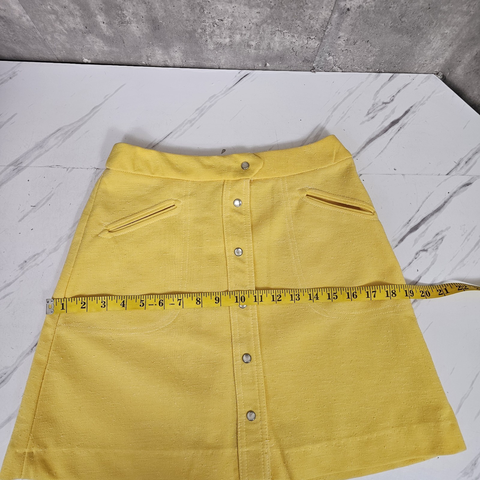 Vintage 60s McGregor Competitors Womens Yellow Dbl Knit Poly Aline Mini Skirt