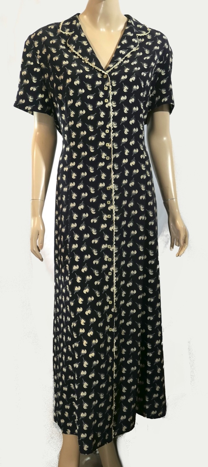 Vtg 80s 90 Danny Nicole Maxi Grunge Shirt Dress Draw String Prairie Calico XL
