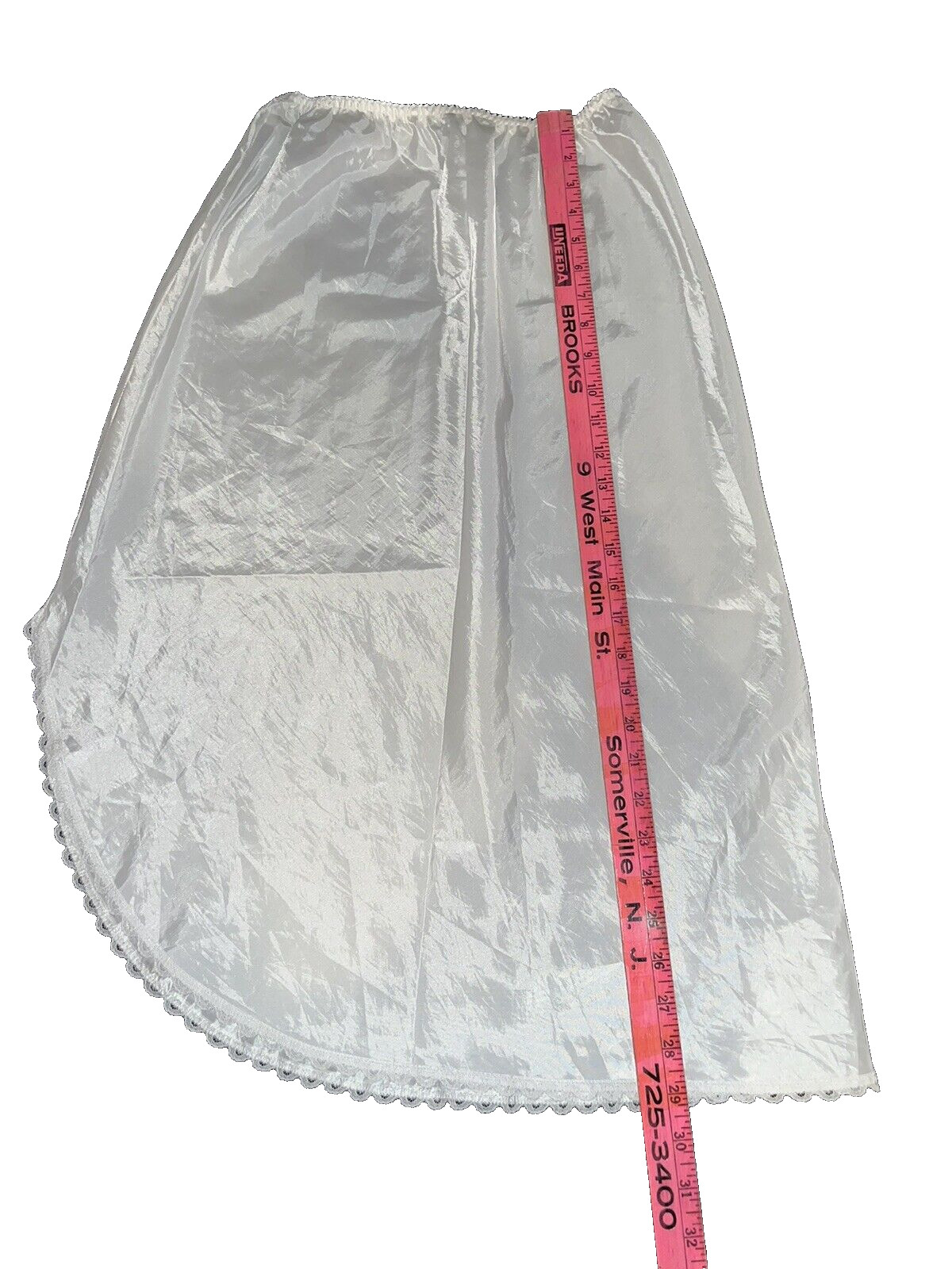 Vtg Warners Half Slip Satin Perfect Measure Polyester Swishy Cloud White M L