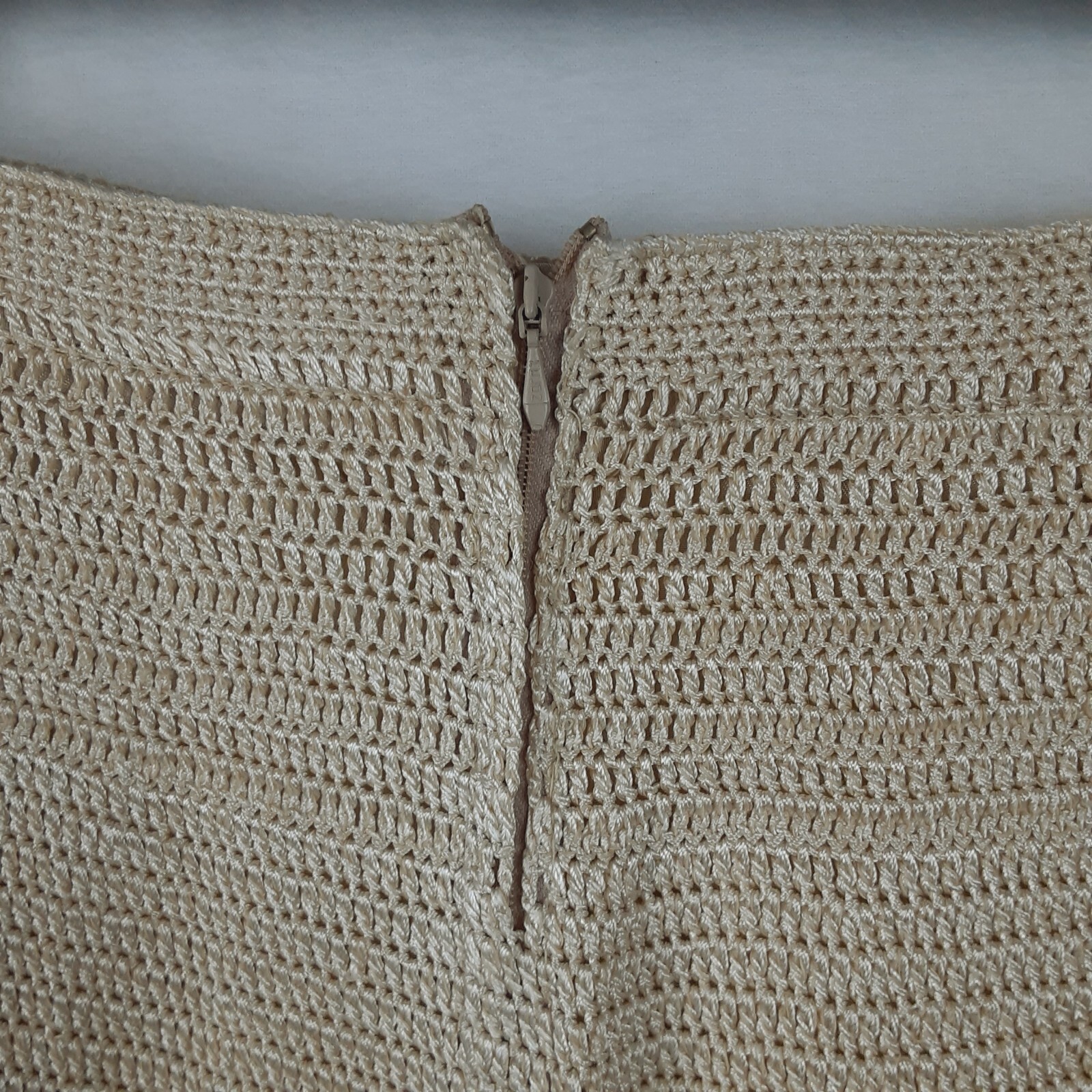 Vintage Sweater Skirt & Top Matching Set Beige Womens Unmarked Size/Brand READ