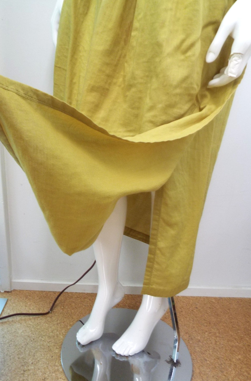 VTG 1980s Issey Miyake Yellow Cotton Asymmetrical Skirt MEDIUM Brush Label Slits