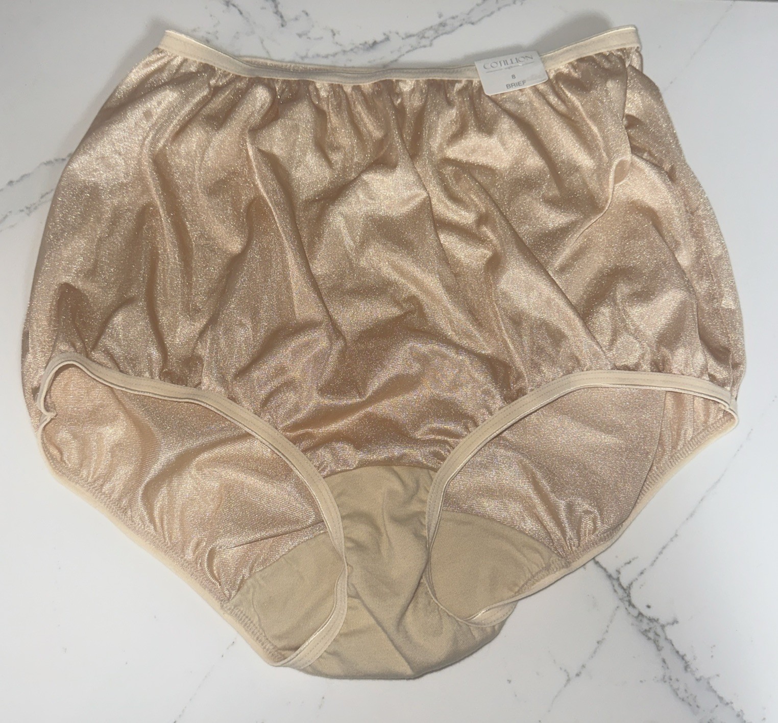 NWT Cotillion Size 8 Beige Granny Panties Full Brief Nylon Mushroom Gusset NEW
