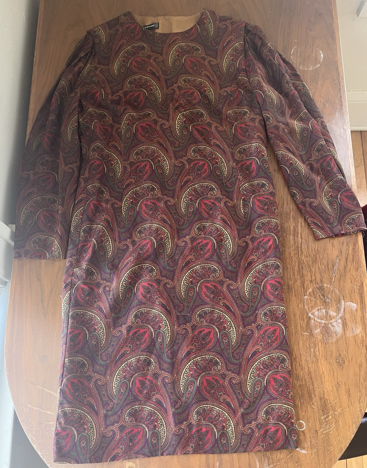 Vintage Louis Feraud Womens Dress Floral Paisley Silk Made in Germany Size 12