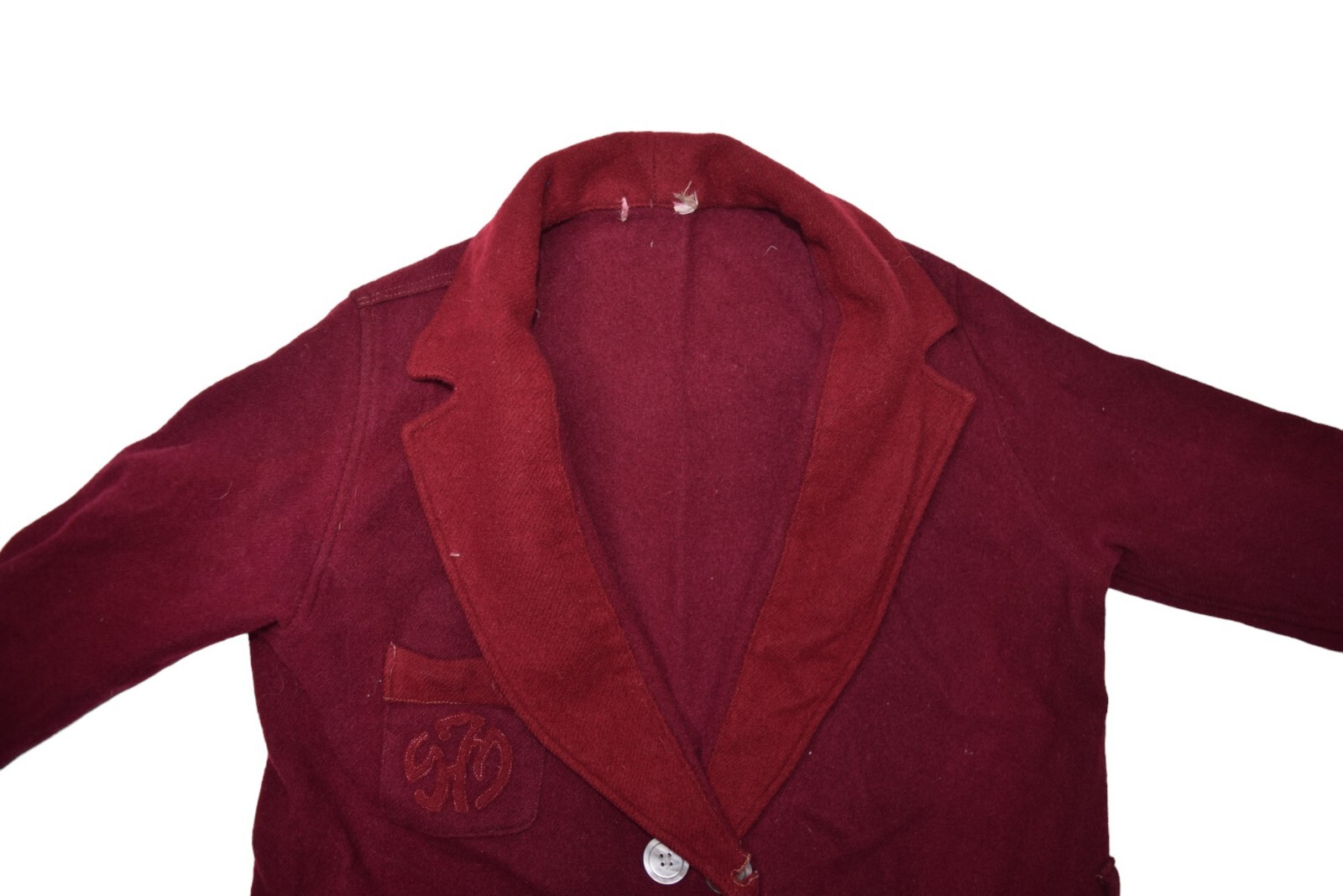 Vintage Robe Womens Small Red Wool Trench Long Button Lounge 70s Smoker