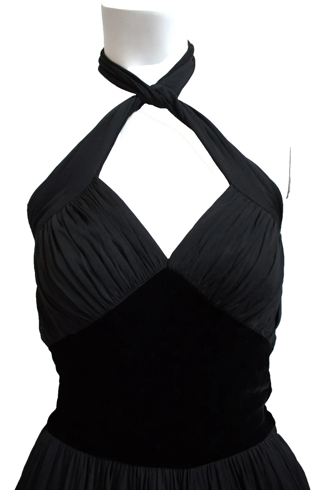1950s Vintage Edward Abbot Black Cocktail Party Holdiay Halter Dress