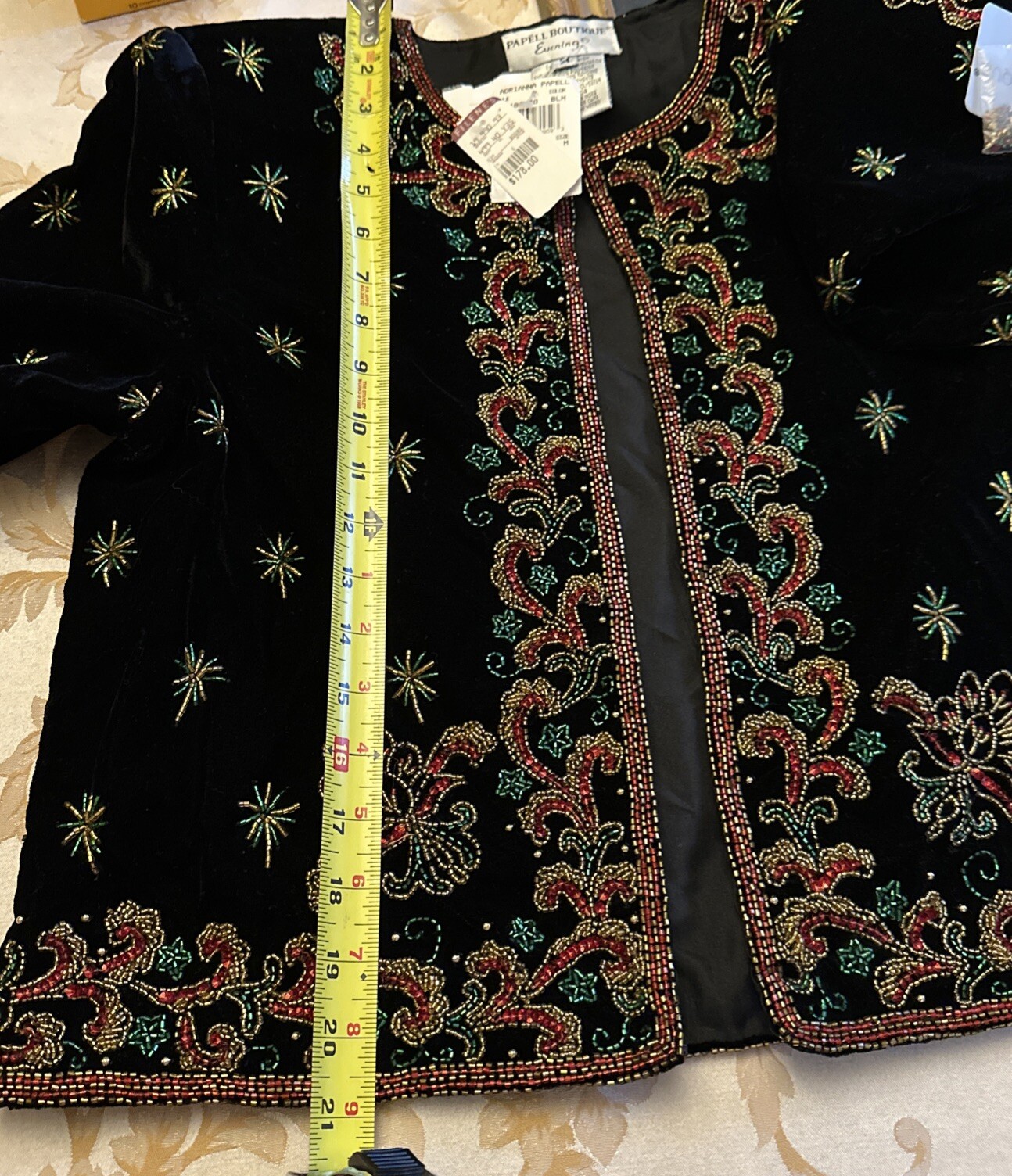 Vintage Adrianna Papell Evening Beaded Velvet Jacket Holiday NWT Women’s Sz M