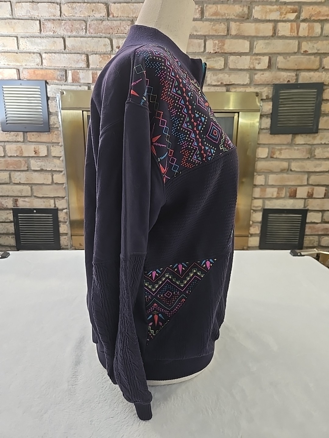 Blast Vtg 90s Southwestern 1/4 Zip Mock Neck Sweatshirt Womans Sz Med Oversized