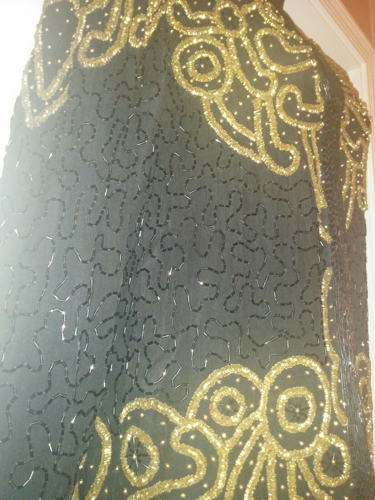 Vtg 80’s Nite Waves By Samir Suri Heavily Beaded & Sequin Gold Black Silk Jacket