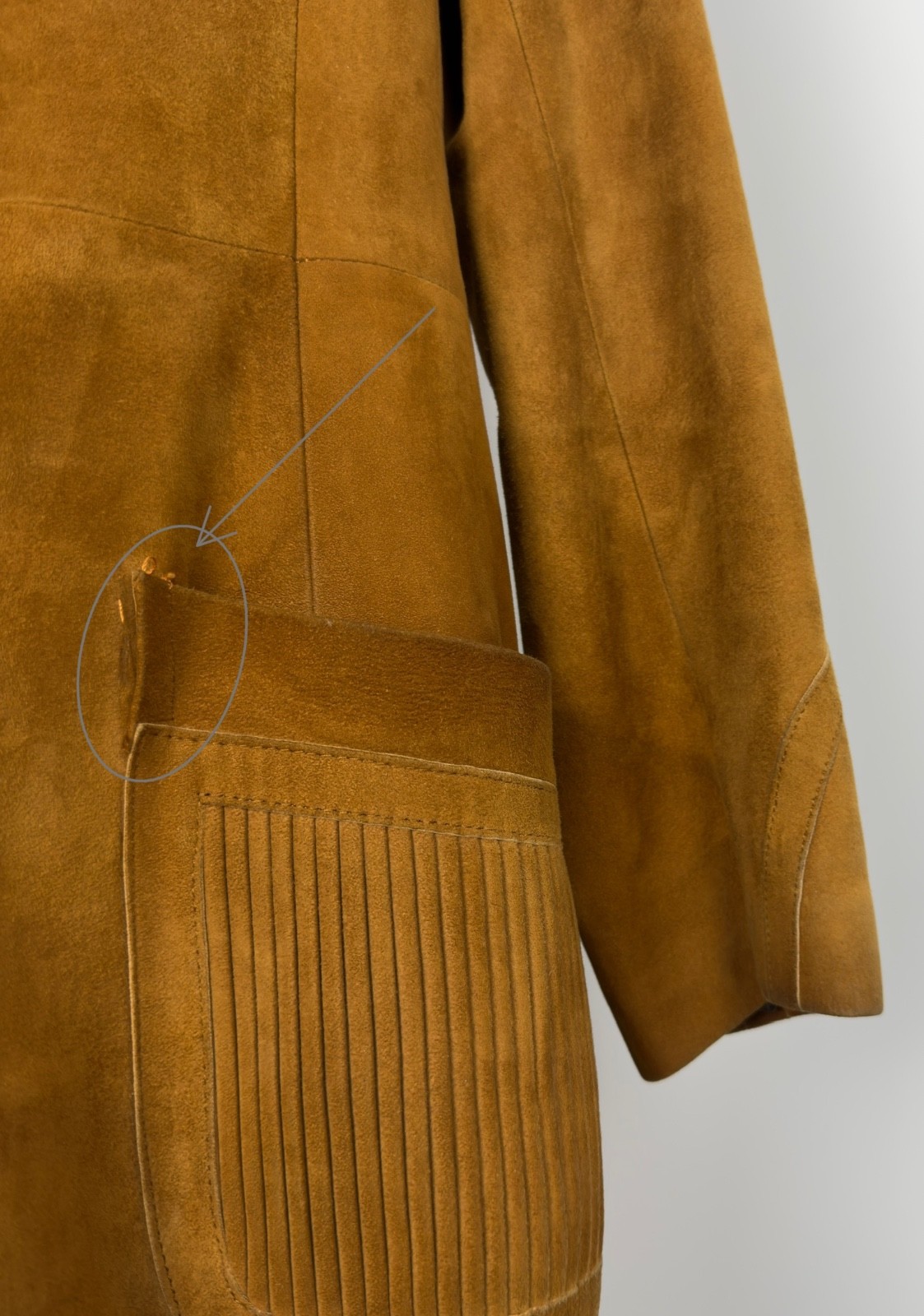 Vintage LOEWE Suede Trench Coat Leather 1970s /1980s Size FR 42 / Caramel Ochre