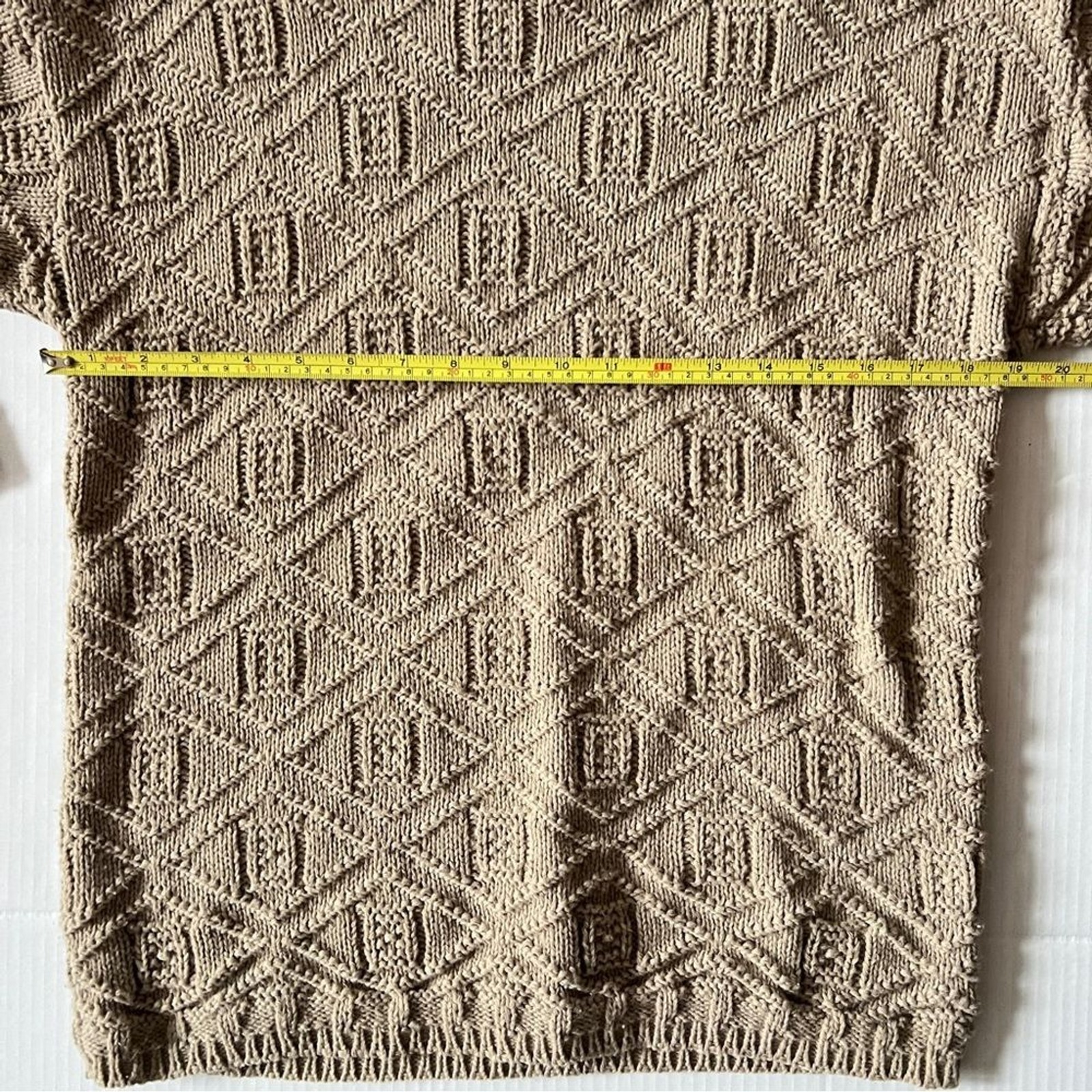 Vintage Aran Sweater Cotton Small / Medium Beige