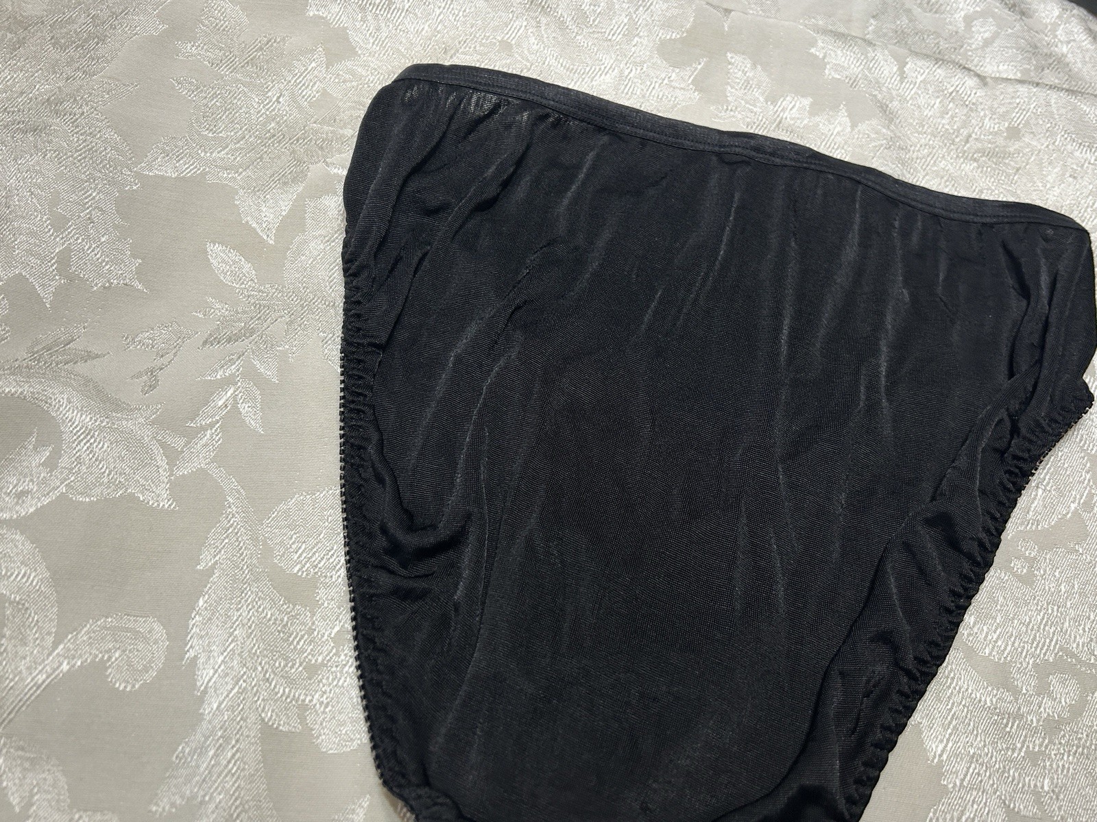 NWT Vtg RENE ROFE’ Feels Like Satin Polyester Hi-Leg 10 Black Panties #418