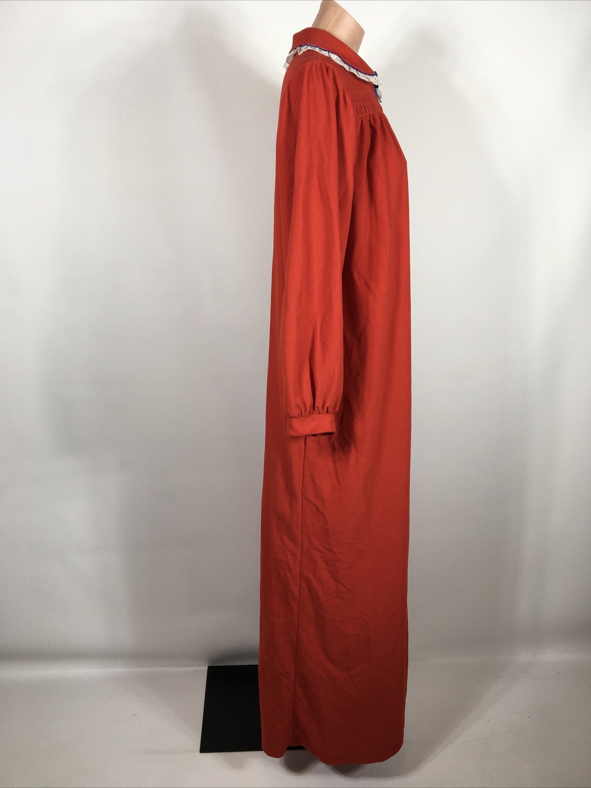 Vtg 70s Jennifer Dale NIGHTGOWN RED Floral Long Full Length Gown 13 ROBE UNION