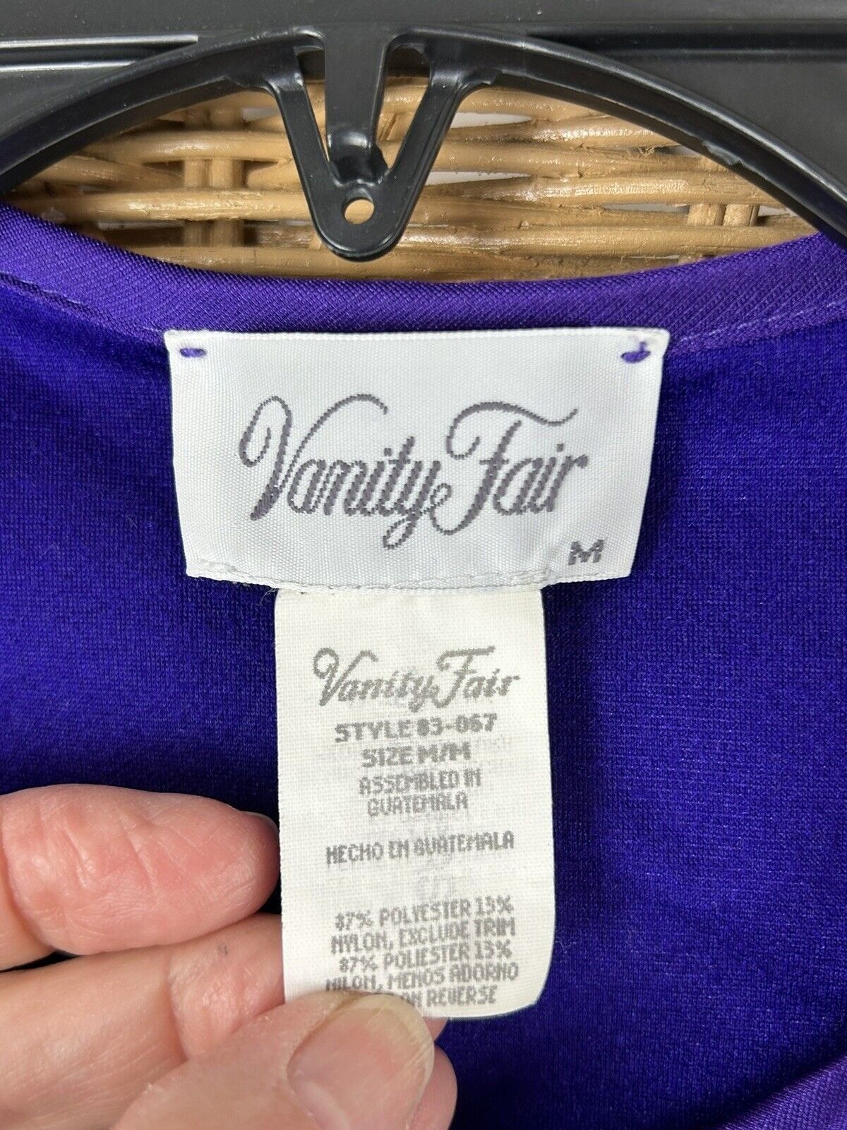 VTG VANITY FAIR Half Zip Fleece Sz Med Purple Embossed Robe Lounger House Coat