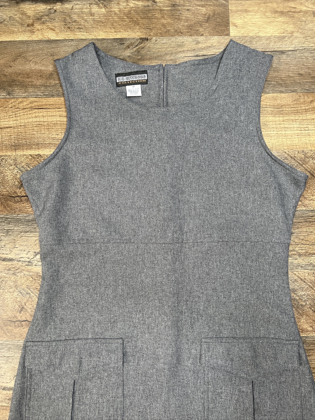 Vintage No Excuses Gray Dress Front Pocket Sleeveless Size Large Preowned