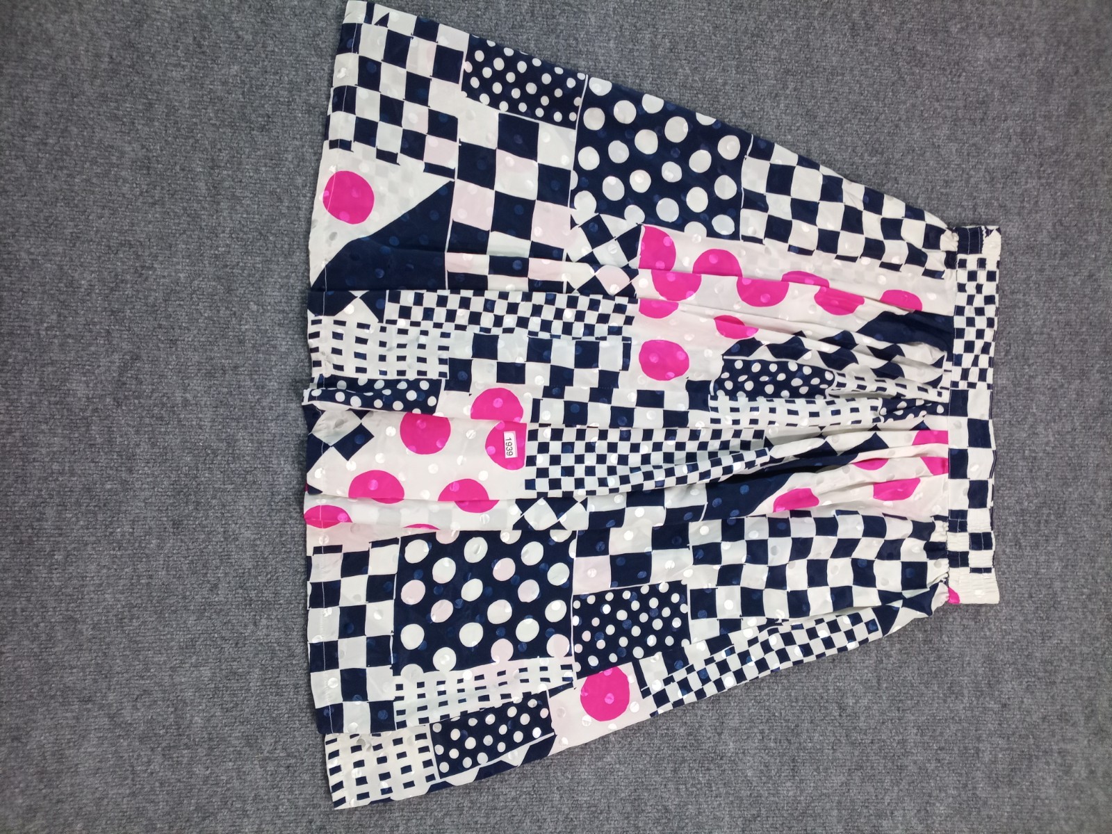 Howard Wolf Vintage 2 Piece Skirt Set Womens M Pink Polka Dot Checker Geometric