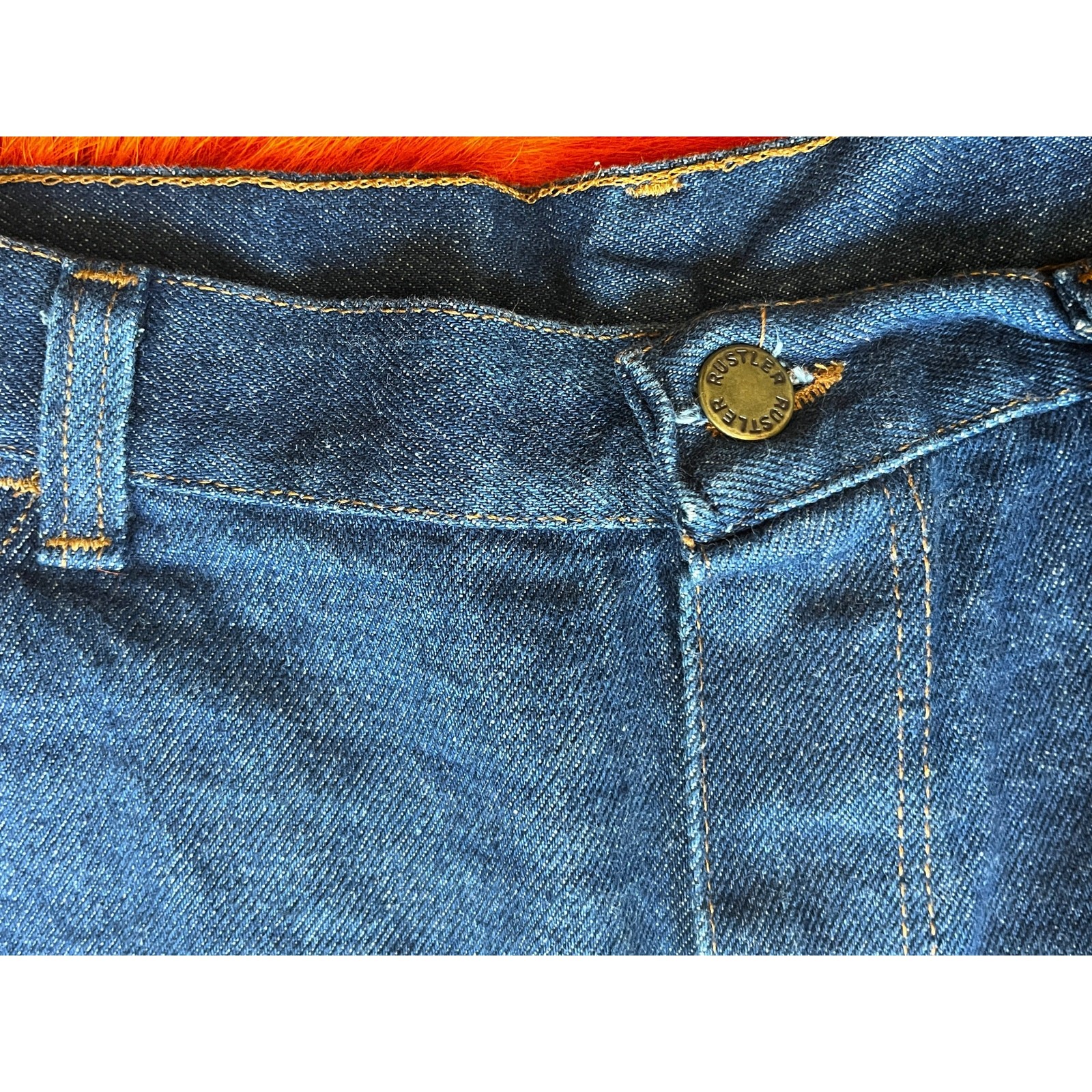 Vintage 70s Rustler Jeans | Dark Wash High Rise Straight Leg Cowboy Fit | W30