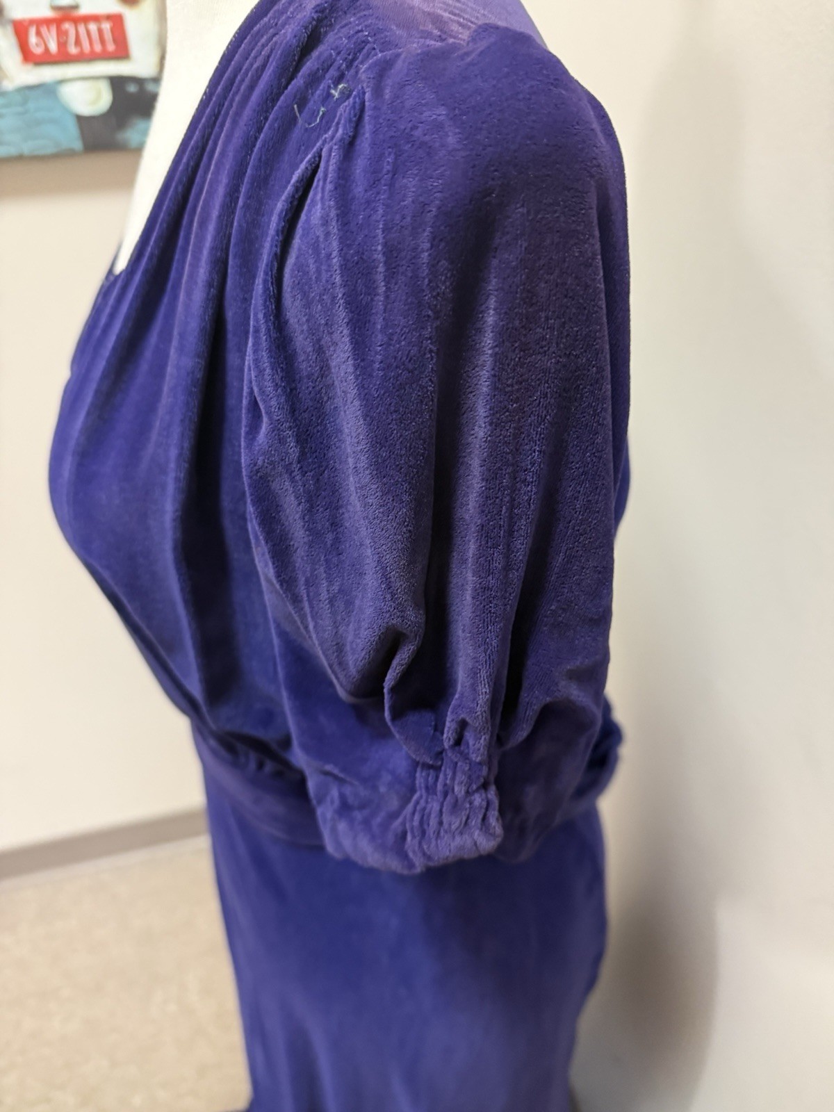 1930S Crêpe Velvet Evening Dress. In Fair Condition, A Little Fading Size Small