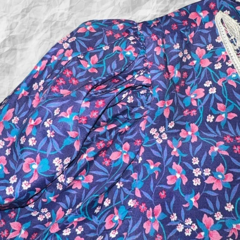 Vintage Jane Schaffhausen Belle France Size 6 Blue Floral Cottage Dress