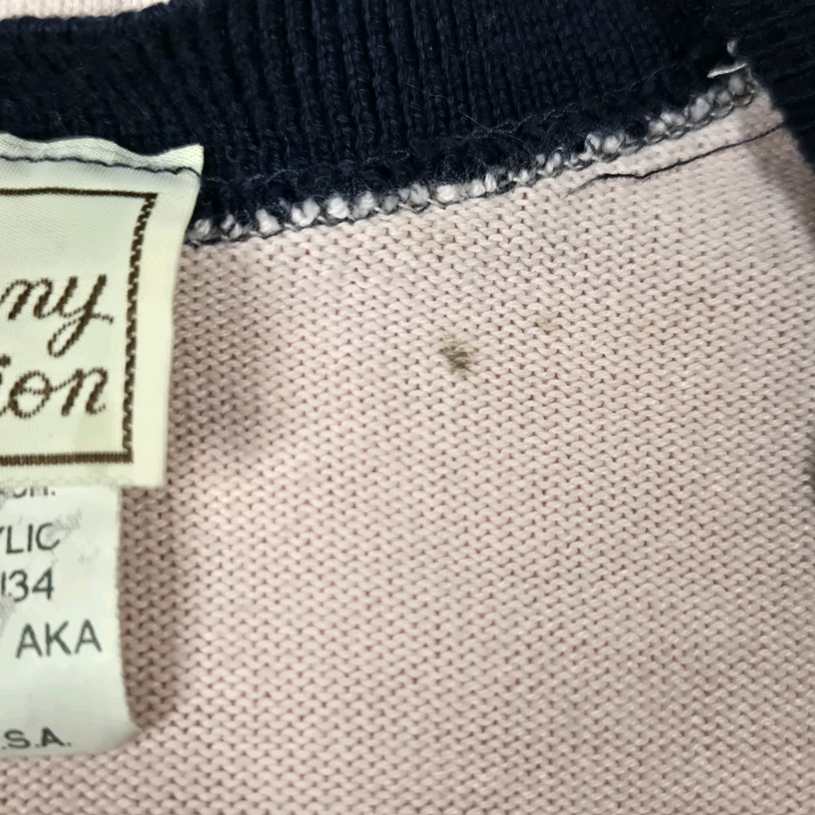 Vintage Company Collection Cardigan Womens M Pink Blue Button Up USA Repaired