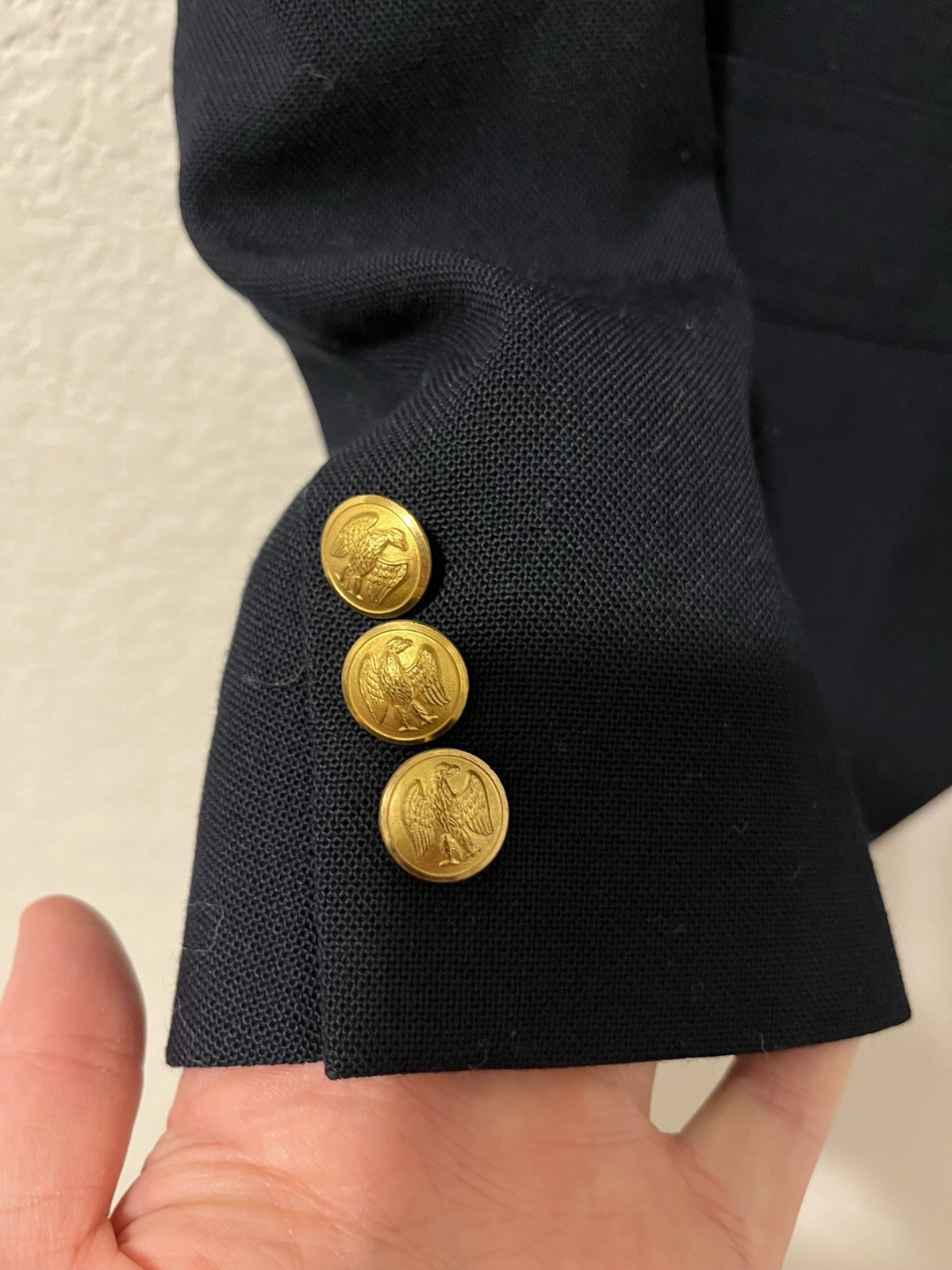 Vintage Stanley Blacker Blazer Womens 6 Navy Gold Button Eagle Union USA Classic